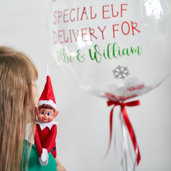 La de da Living Personalised Elf Arrival Bubble Balloon, Christmas Elf Balloon, Welcome Elf Balloon, Naughty Elf Balloon Arrival