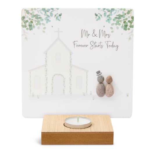 T-Lite Holder - Mr & Mrs, Forever Starts Today