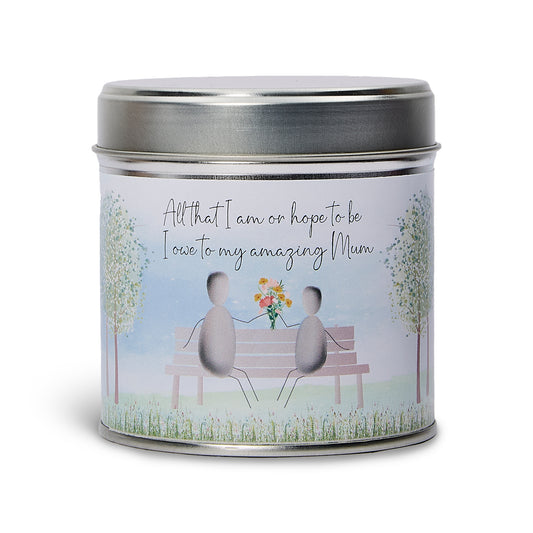 Pebble Candle Tin - All that I am or hope to be I owe to my amazing Mum