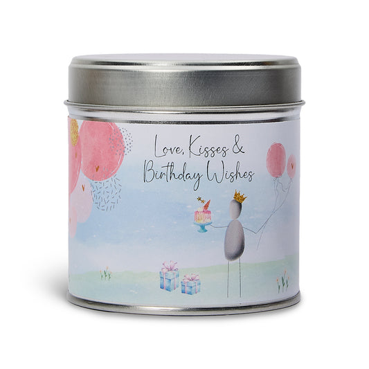 Pebble Candle Tin - Love, Kisses & Birthday Wishes