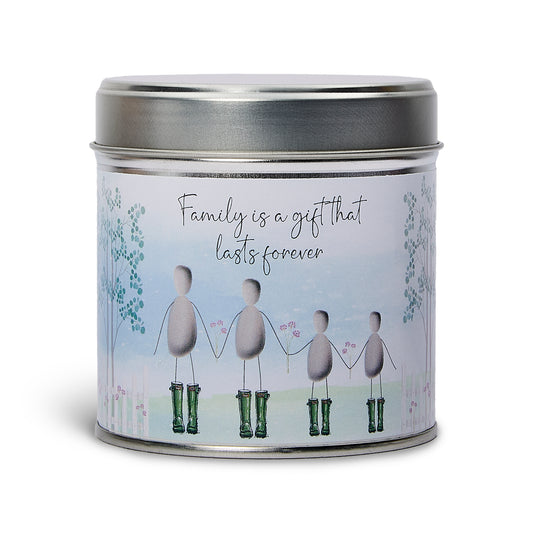 Pebble Candle Tin - Family is a gift that lasts forever