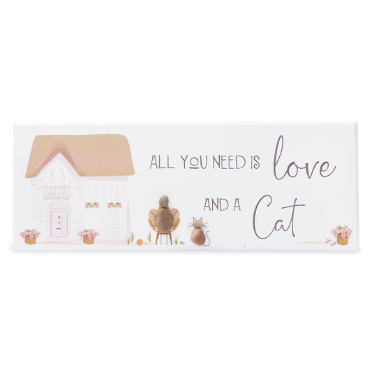 Pebble Wall SIgn - All you need is love and a Cat