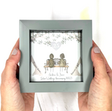 Mini Personalised Silver Wedding Anniversary Pebble Picture