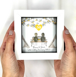 Mini Personalised Golden Wedding Anniversary Pebble Picture