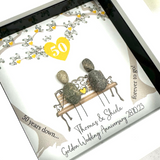 Mini Personalised Golden Wedding Anniversary Pebble Picture