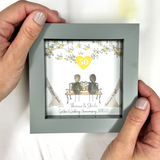 Mini Personalised Golden Wedding Anniversary Pebble Picture
