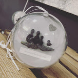 Personalised Family Pebble Bauble With Slate And Silver Heart In Sky