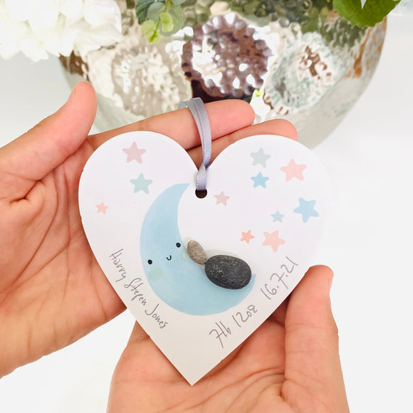 Personalised New Baby Hanging Heart