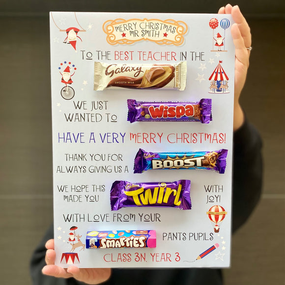 La de da Living Christmas Teacher Chocolate Board End of Term Gift Teacher Gift
