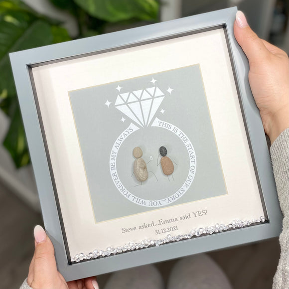 engagement proposal, engagement pebble picture, proposal frame, personalised engagement picture