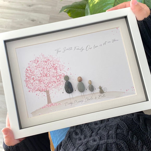 Personalised Family Blossom Tree Pebble Picture