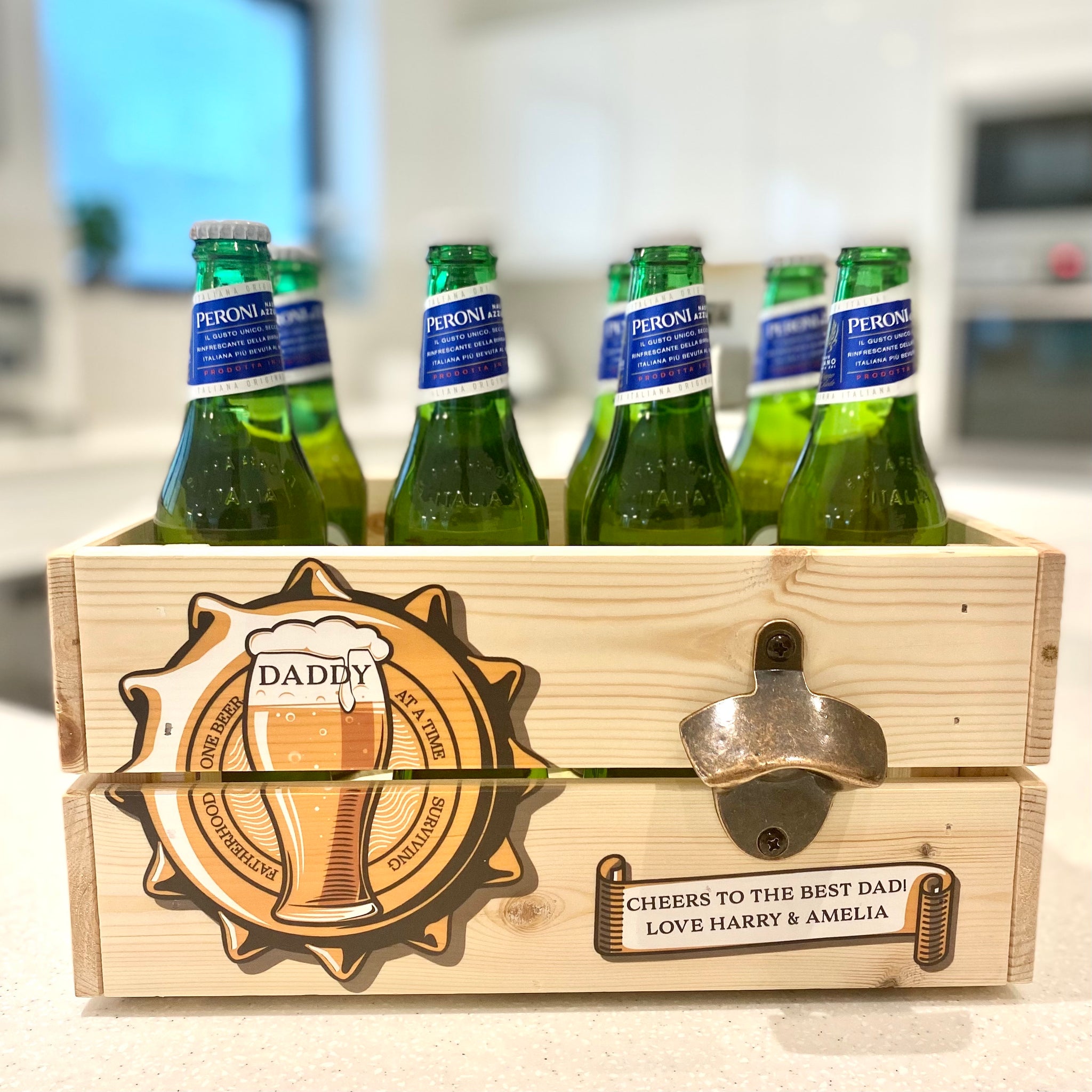 Personalised Father's Day Beer Crate with Bottle Opener – La de da