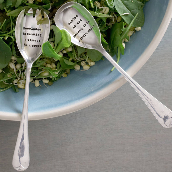 Personalised Vintage Set Of Salad Serving Spoons