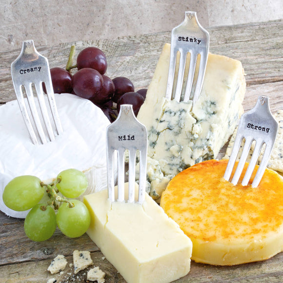 Personalised Vintage Silver Plated Set Of 4 Cheese Markers Set